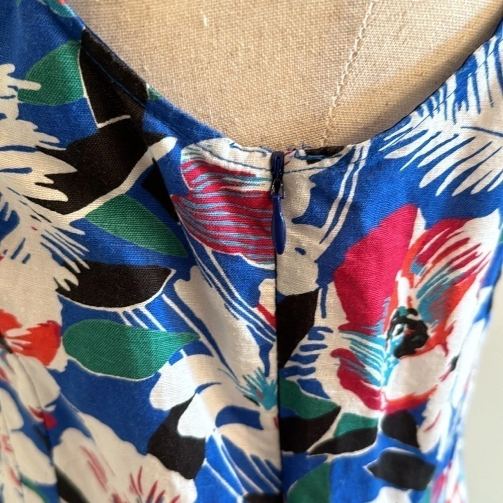 J. Crew Tropical Floral Print Linen Blend Peplum Top Size 6 - Picture 6 of 14